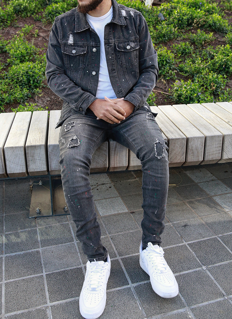 Grey denim jacket top