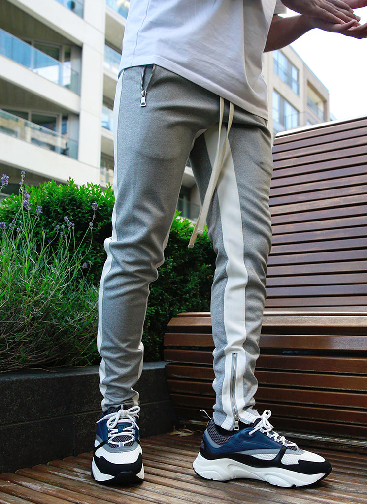 Panelled Track Pants - Grey/White