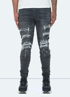 Ripped & Repaired Jeans - Grey