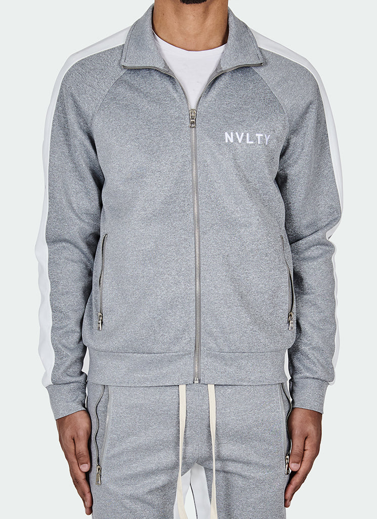 Panelled Track Jacket - Grey/White