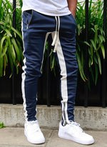 Panelled Track Pants - Navy/White
