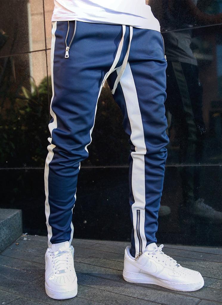 Panelled Track Pants - Navy/White