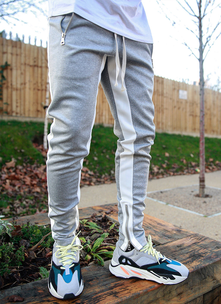 Panelled Track Pants - Grey/White