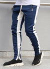 Panelled Track Pants - Navy/White