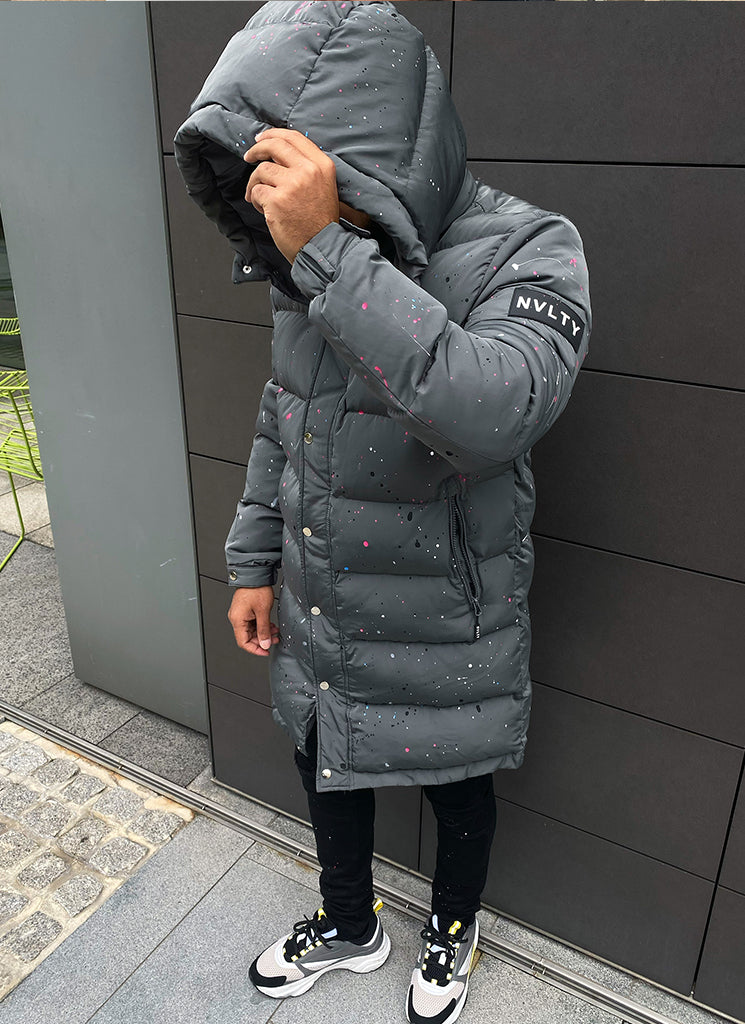 Monogram Puffer Jacket - Charcoal Grey – N V L T Y