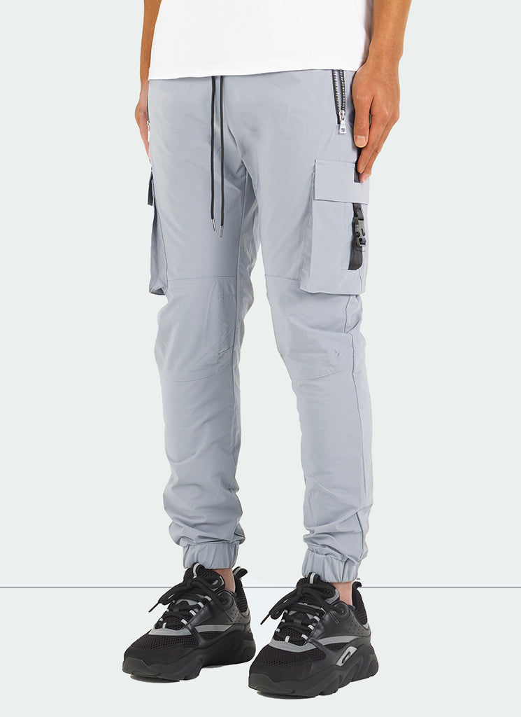 Buckle Track Pants - Light Grey