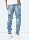 Triple Patchwork Jeans - Light Blue