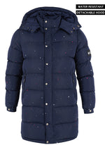 Long Paint Puffer Jacket - Navy
