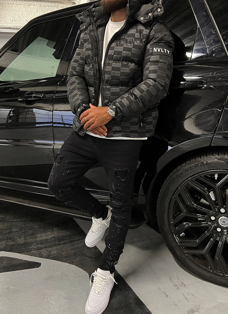 Monogram Puffer Jacket - Black