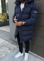Long Paint Puffer Jacket - Navy