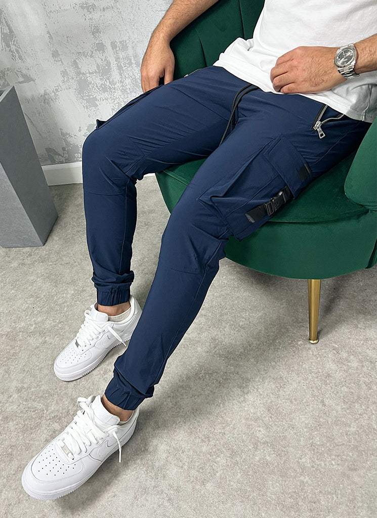 Buckle Track Pants - Navy
