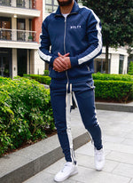 Panelled Track Jacket - Navy/White