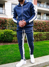 Panelled Track Pants - Navy/White