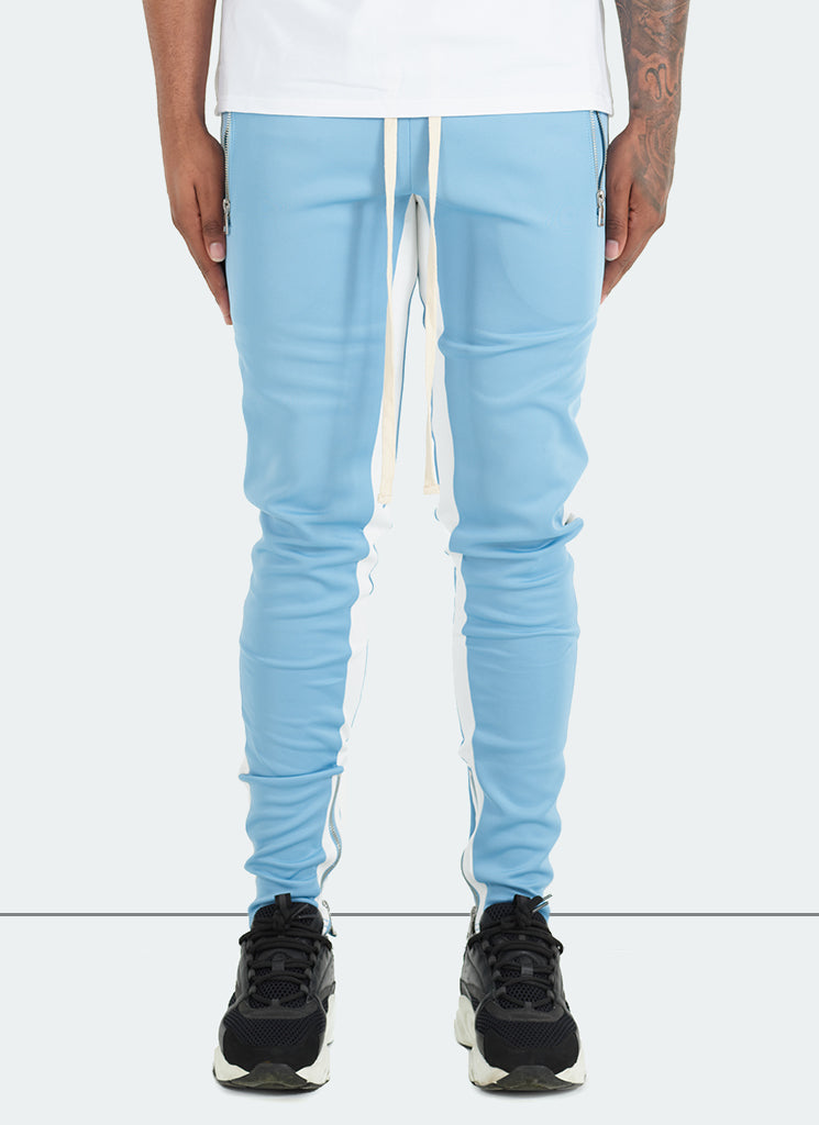 Panelled Track Pants Baby Blue White