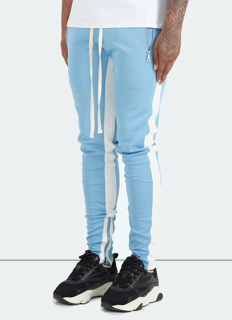 Panelled Track Pants - Baby Blue/White