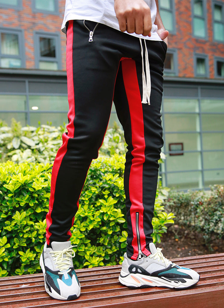 Panelled Track Pants - Black/Red