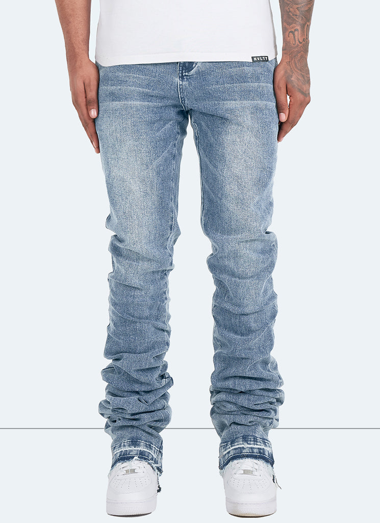 Blue Denim Stacked Jeans Made to Order -  Canada