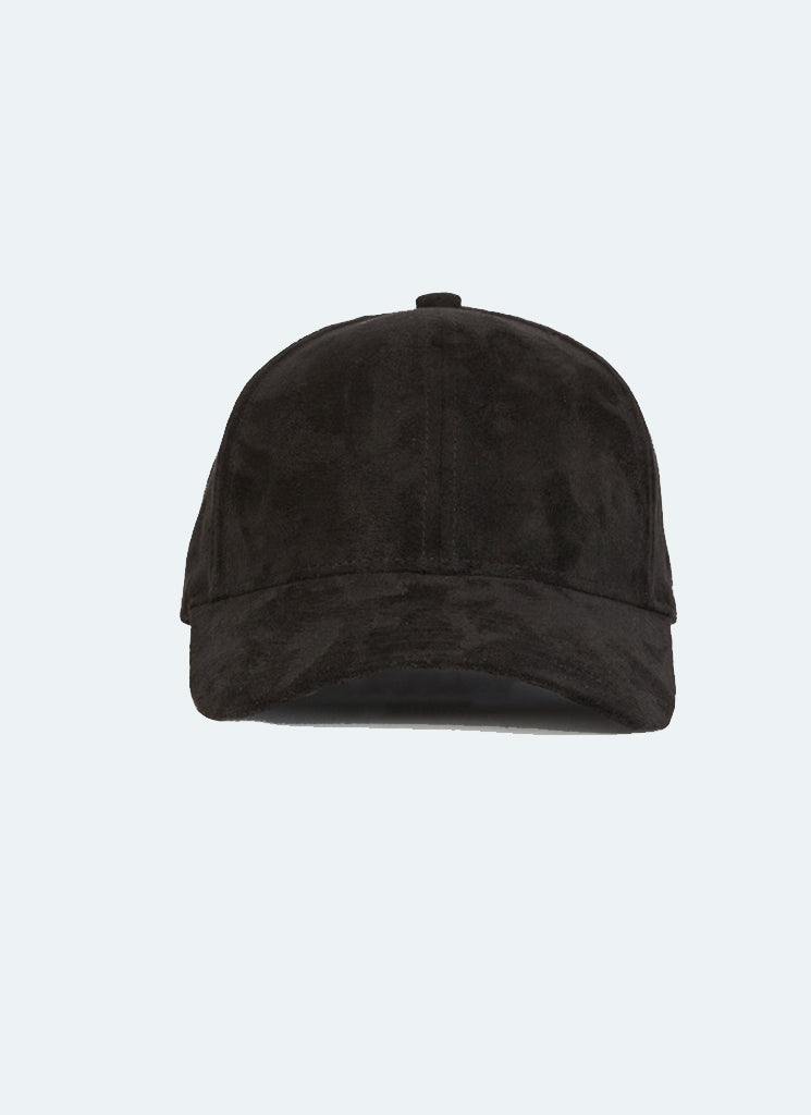 Black suede baseball cap sales