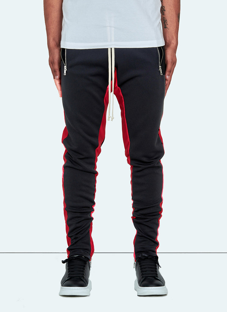 Panelled Track Pants - Black/Red