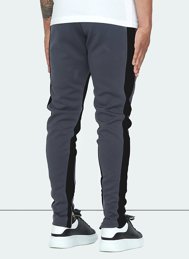 Panelled Track Pants - Charcoal Grey/Black
