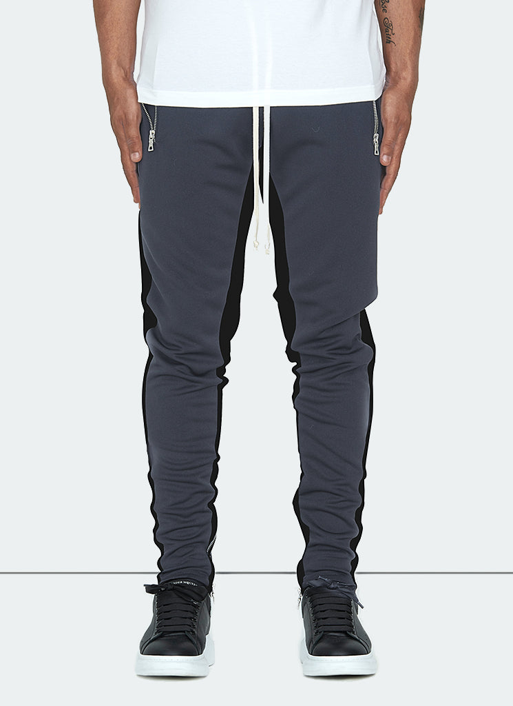 Panelled Track Pants - Charcoal Grey/Black