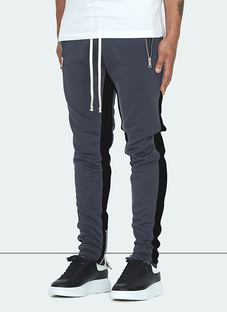 Panelled Track Pants - Charcoal Grey/Black