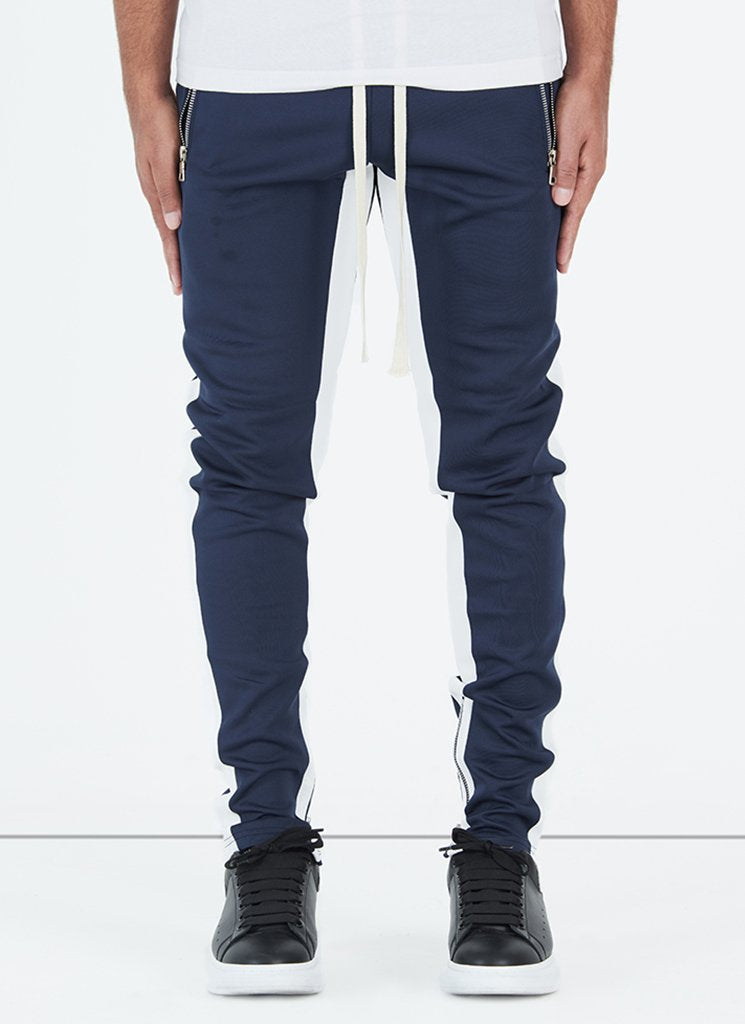Panelled Track Pants - Navy/White
