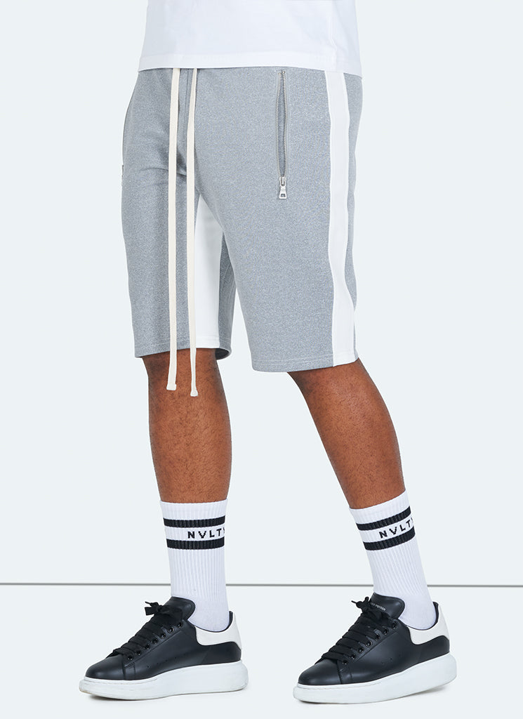 Panelled Track Shorts - Grey/White