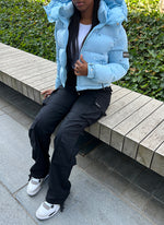 Paint Puffer Jacket - Baby Blue