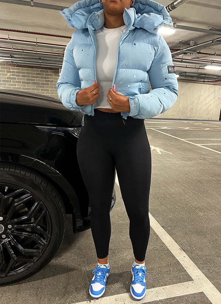 Paint Puffer Jacket - Baby Blue