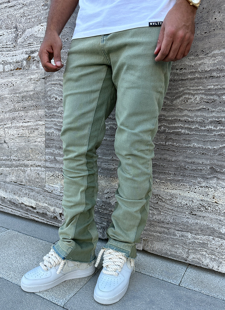 Vintage Flare Jeans Washed Green – N V L T Y - Main Image